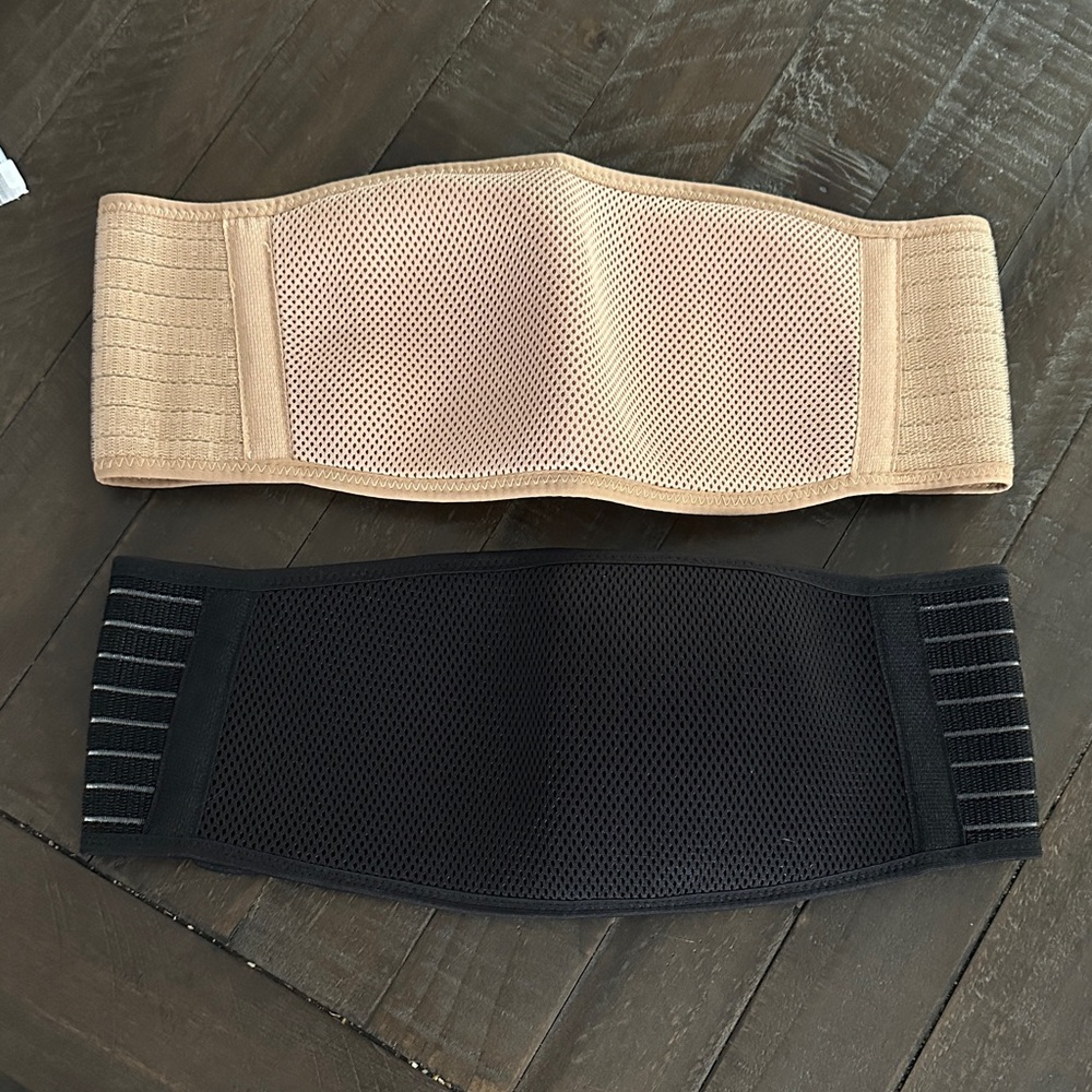Set of 2 Pregnancy belly bands, beige and black